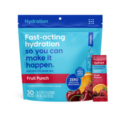 HYDRANT fruit punch stick-pack for convenient on-the-go hydration.