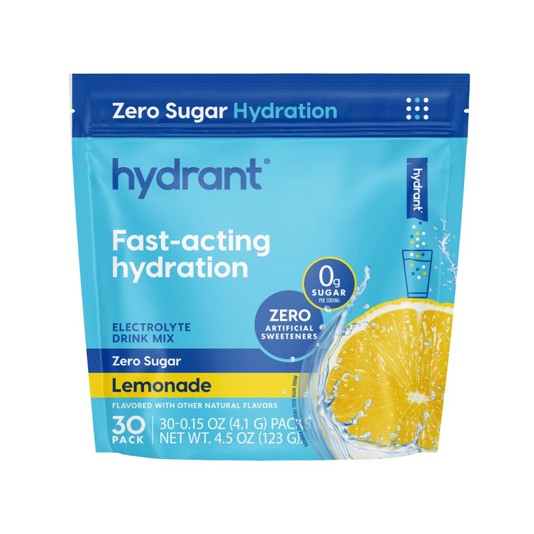 HYDRANT Hydrate lemonade stick packet for convenient on-the-go electrolytes.