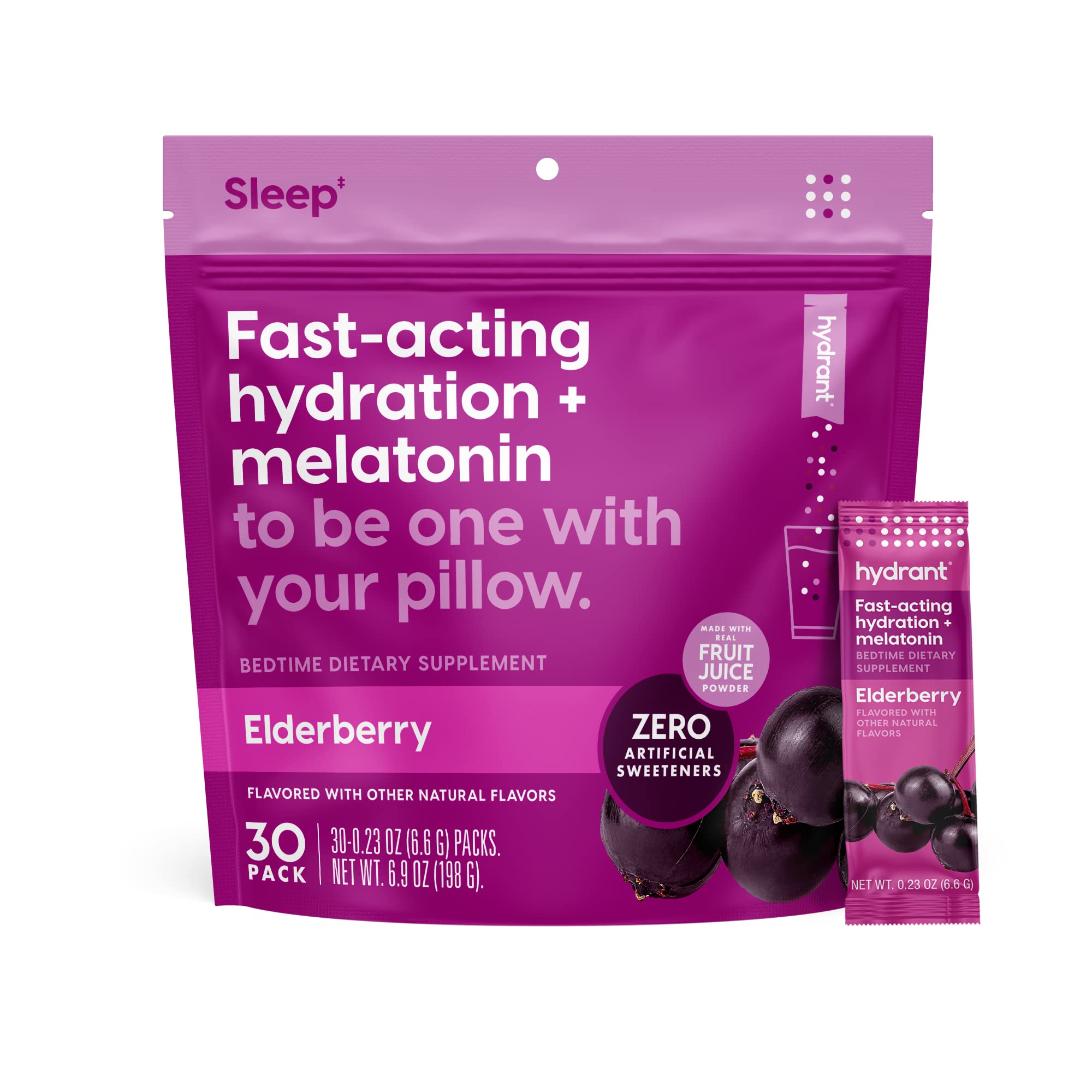 HYDRANT Sleep Electrolyte Stick with Elderberry ready to mix for restful night hydration.
