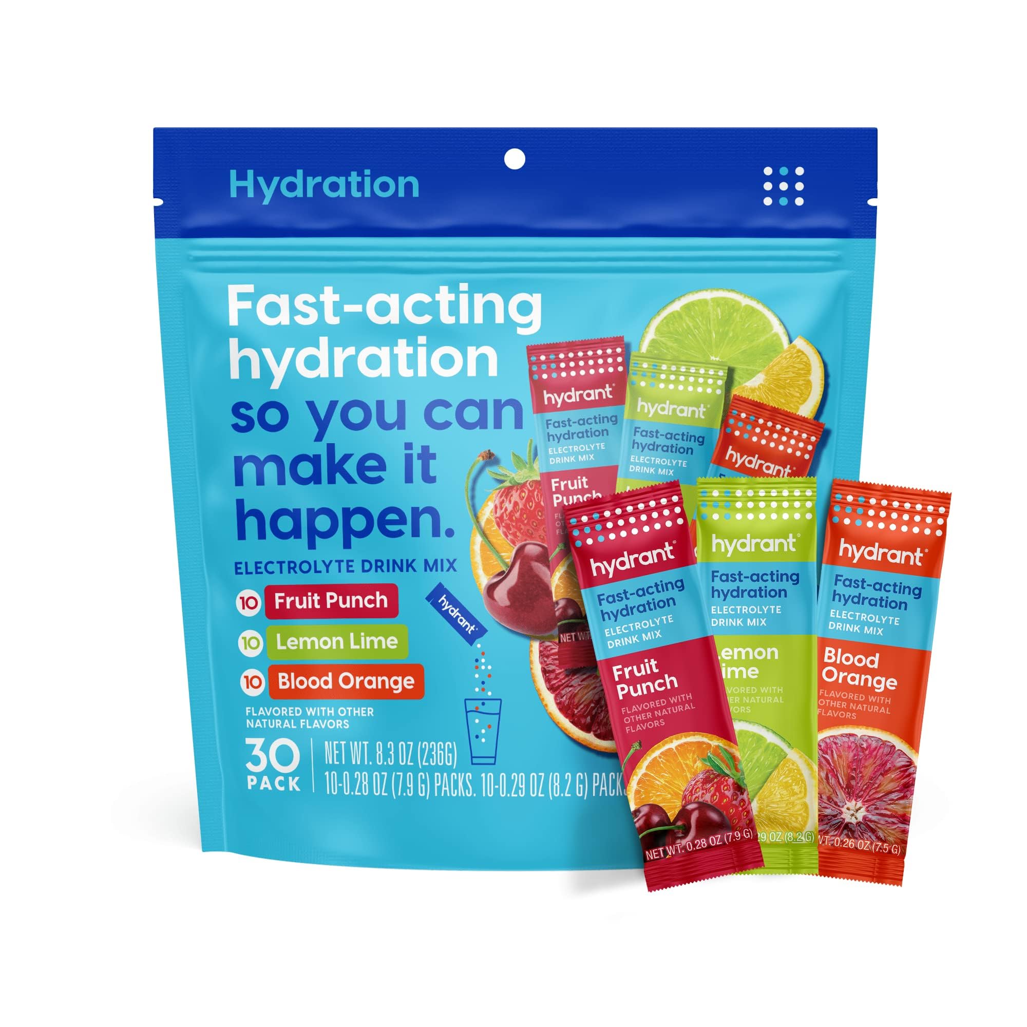 HYDRANT variety pack packaging shown for convenient daily hydration on the go