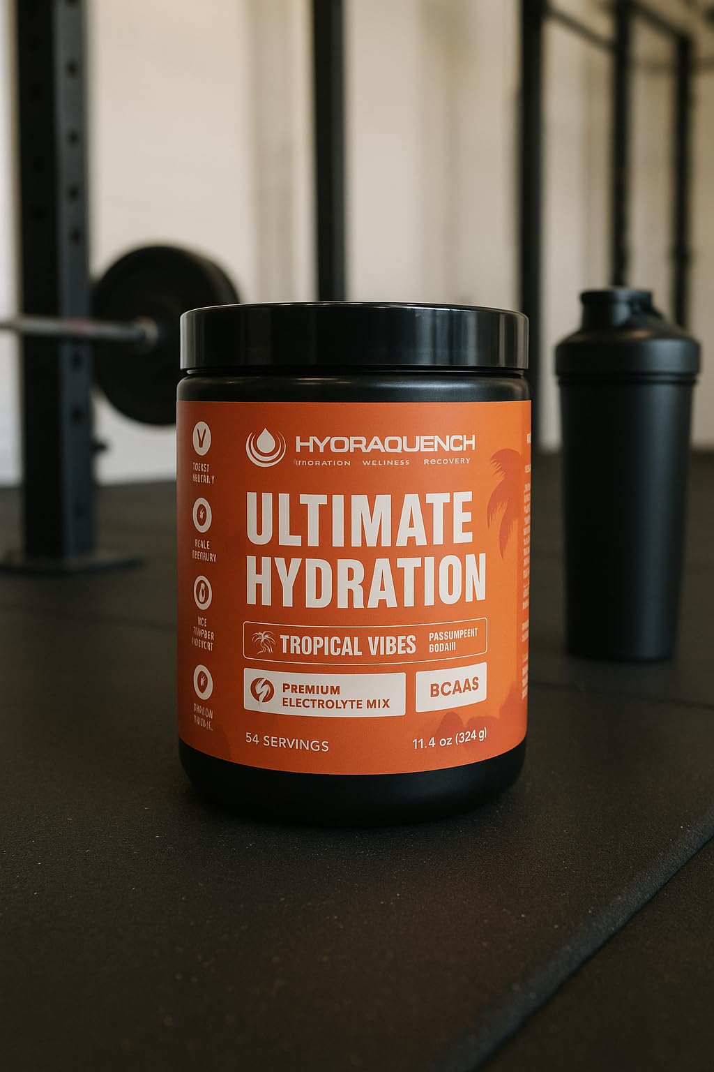 HydraQuench label close-up showing keto and vegan-friendly blend