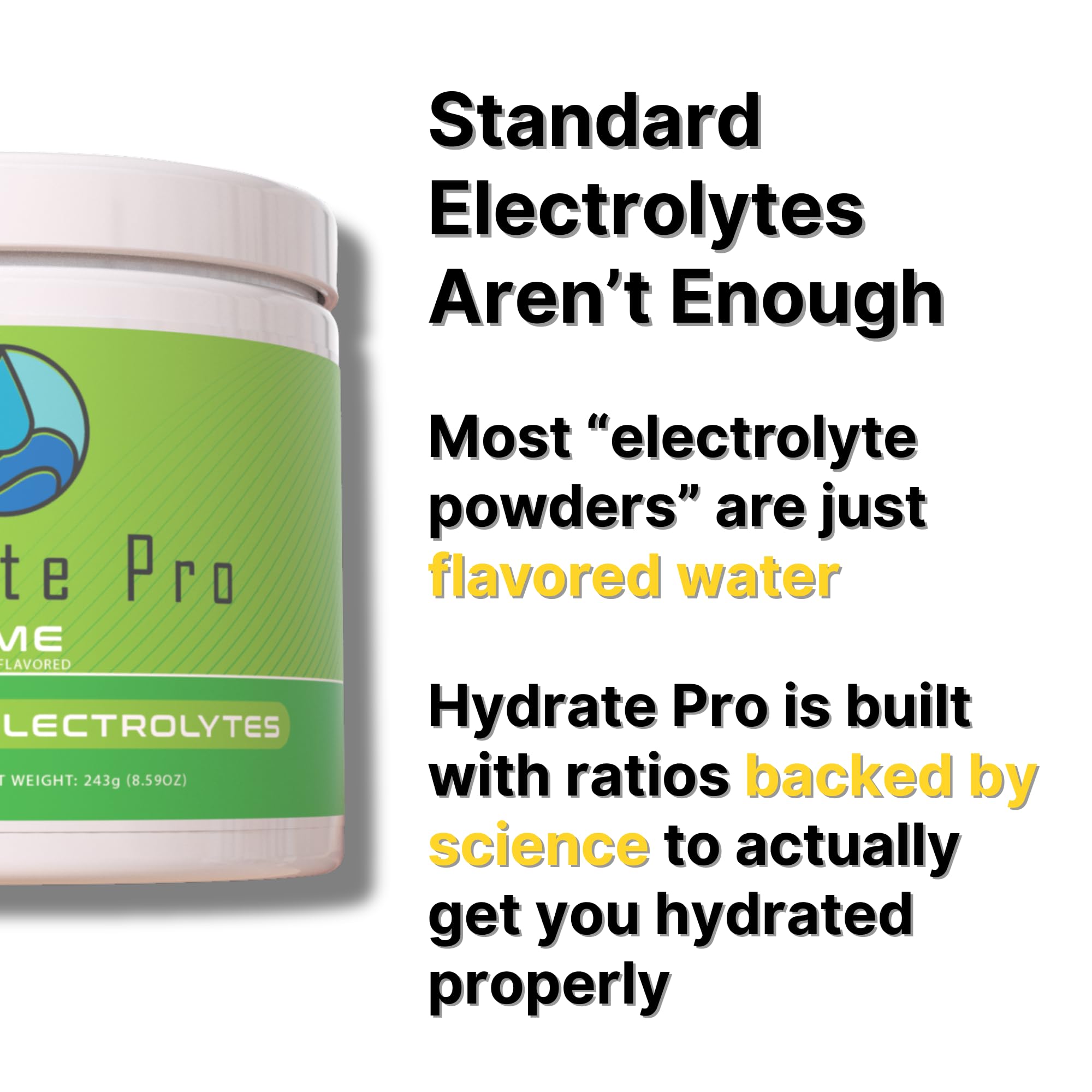 Hydrate Pro lime label closeup highlighting sugar-free formula