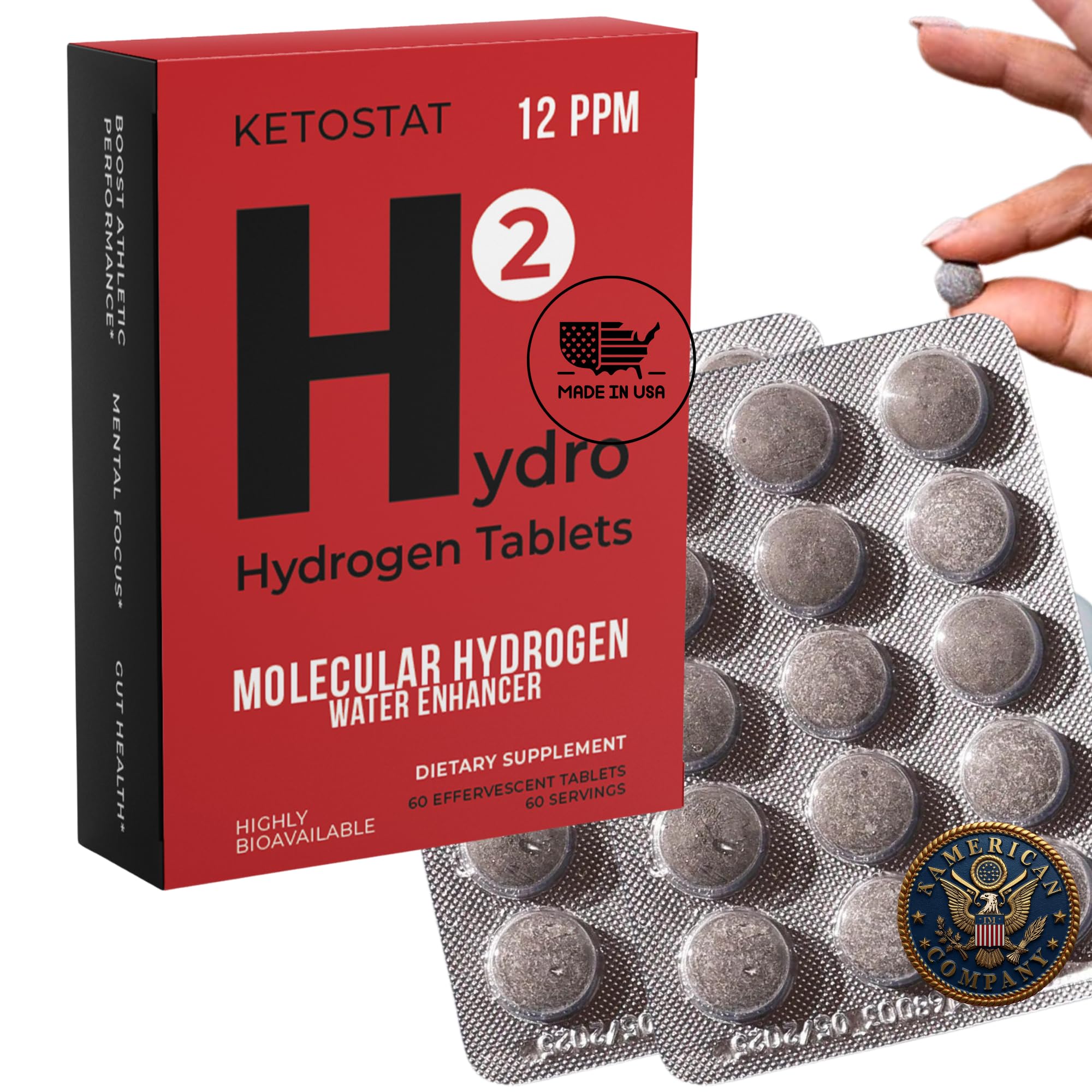 HYDRO HYDROGEN TABLETS dissolve in water to create 12 ppm hydrogen nanobubbles