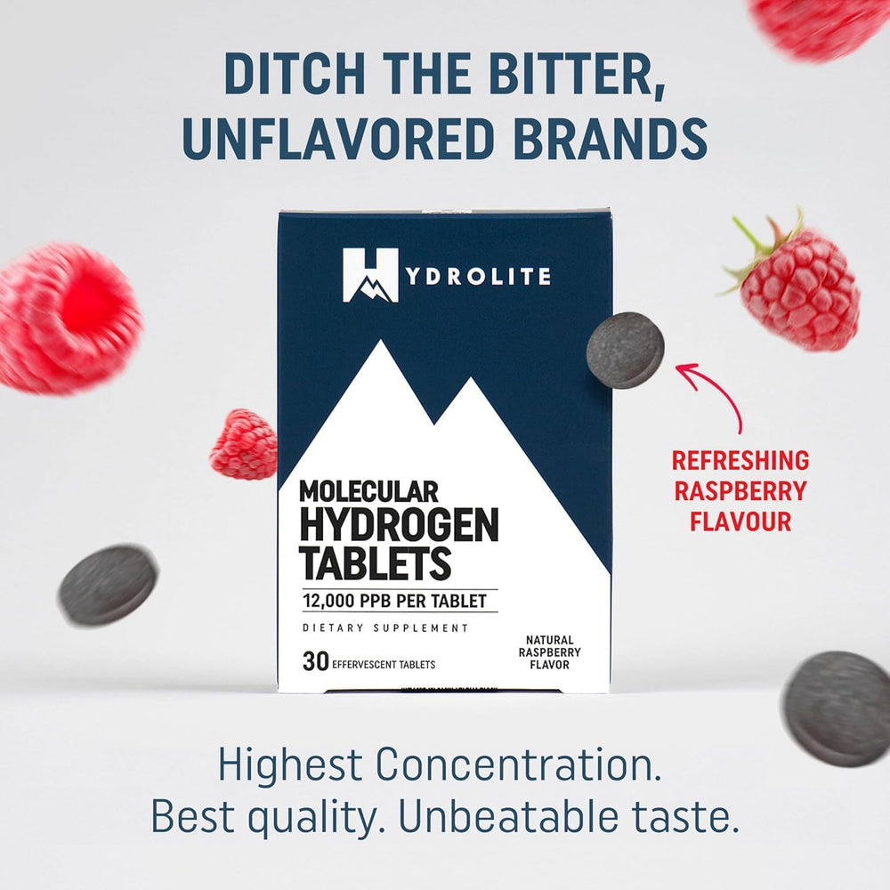 Hydrolite raspberry tablet ready to dissolve in a glass