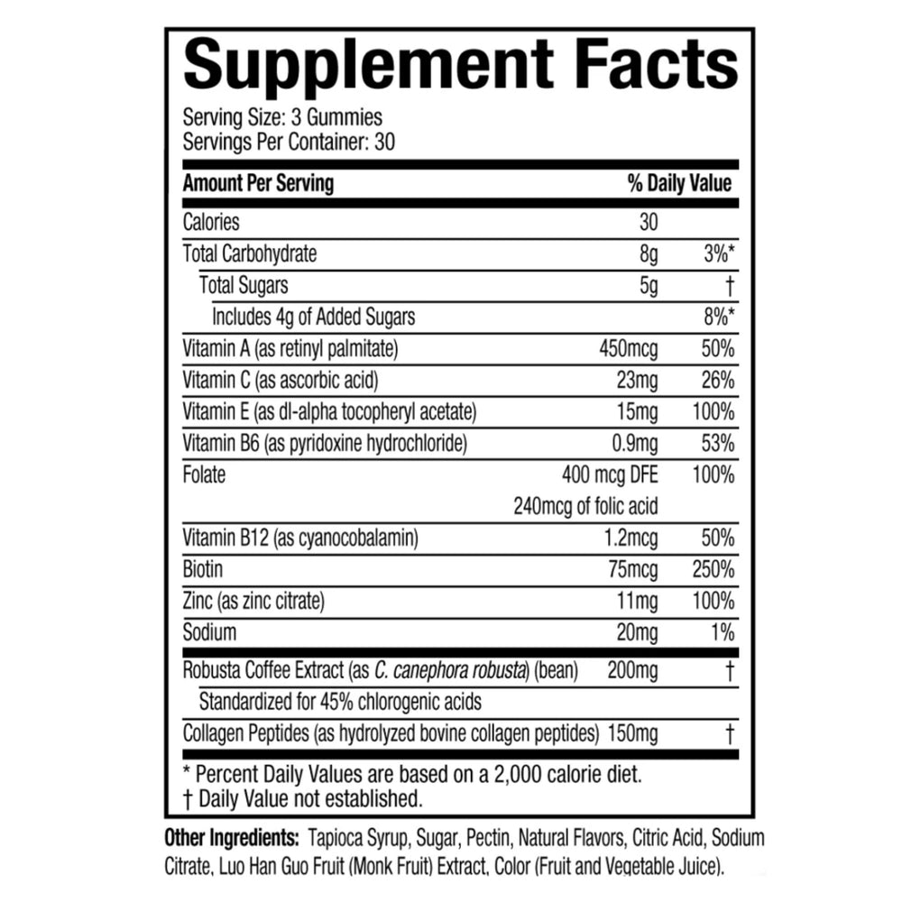 Hydroxycut Gummies +Women close-up, strawberry gummies showing flavor and texture.