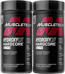 Hydroxycut Hardcore Elite bottle with capsules for energy and focus
