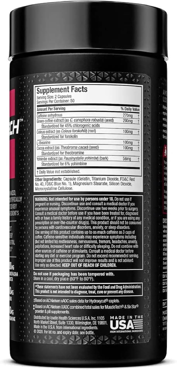 Front view of Hydroxycut Hardcore Elite bottle with label visible