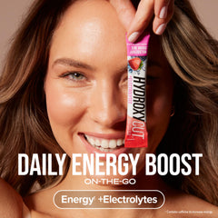 Hydroxycut Wildberry Blast dissolving packet in water for quick flavor