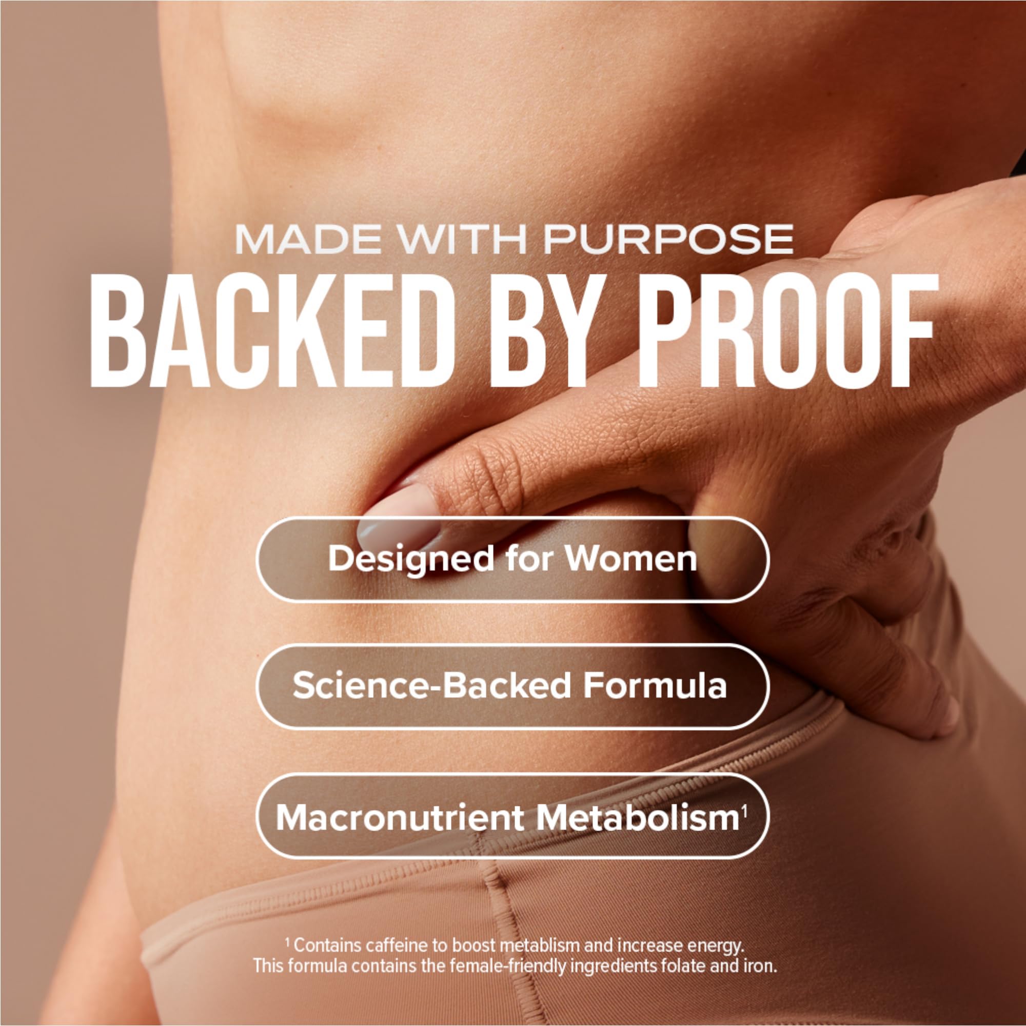 Hydroxycut +Women biotin and collagen icons on label.