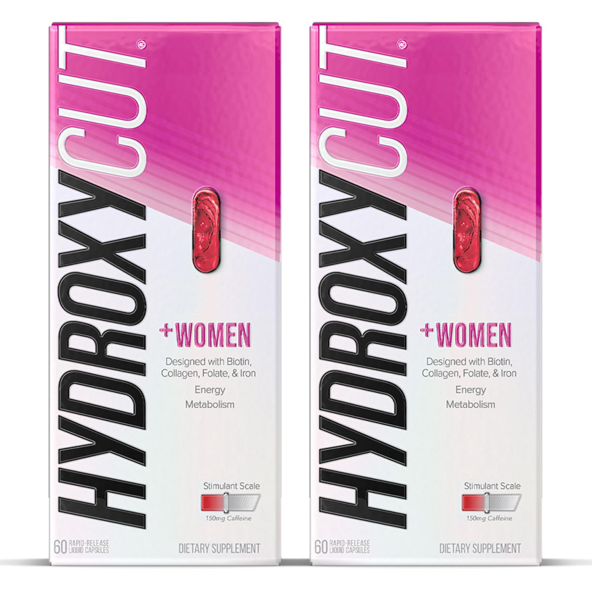 Hydroxycut +Women bottle front with energy-boosting formula for daily routines.