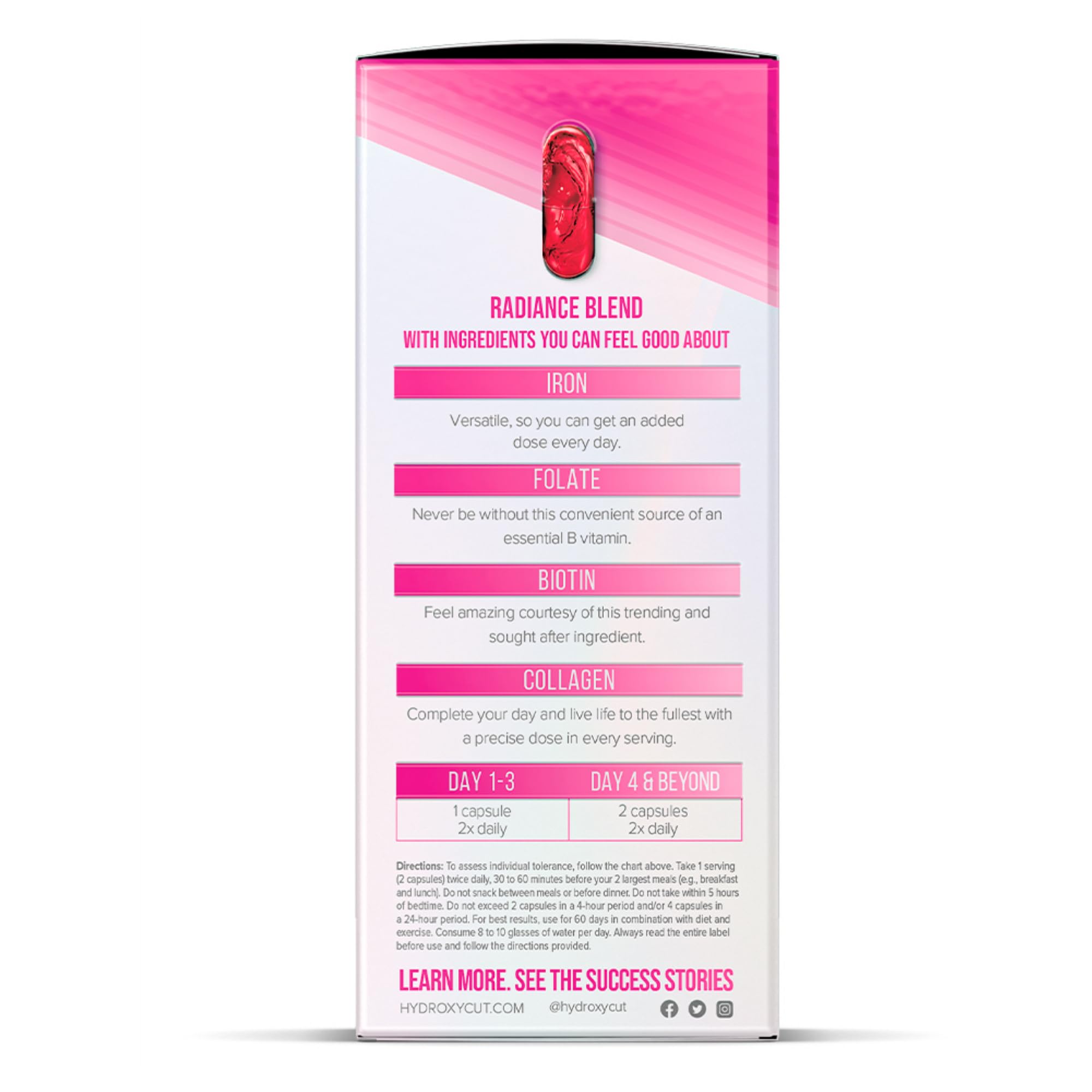 Hydroxycut +Women capsules closeup focusing on texture and shape.