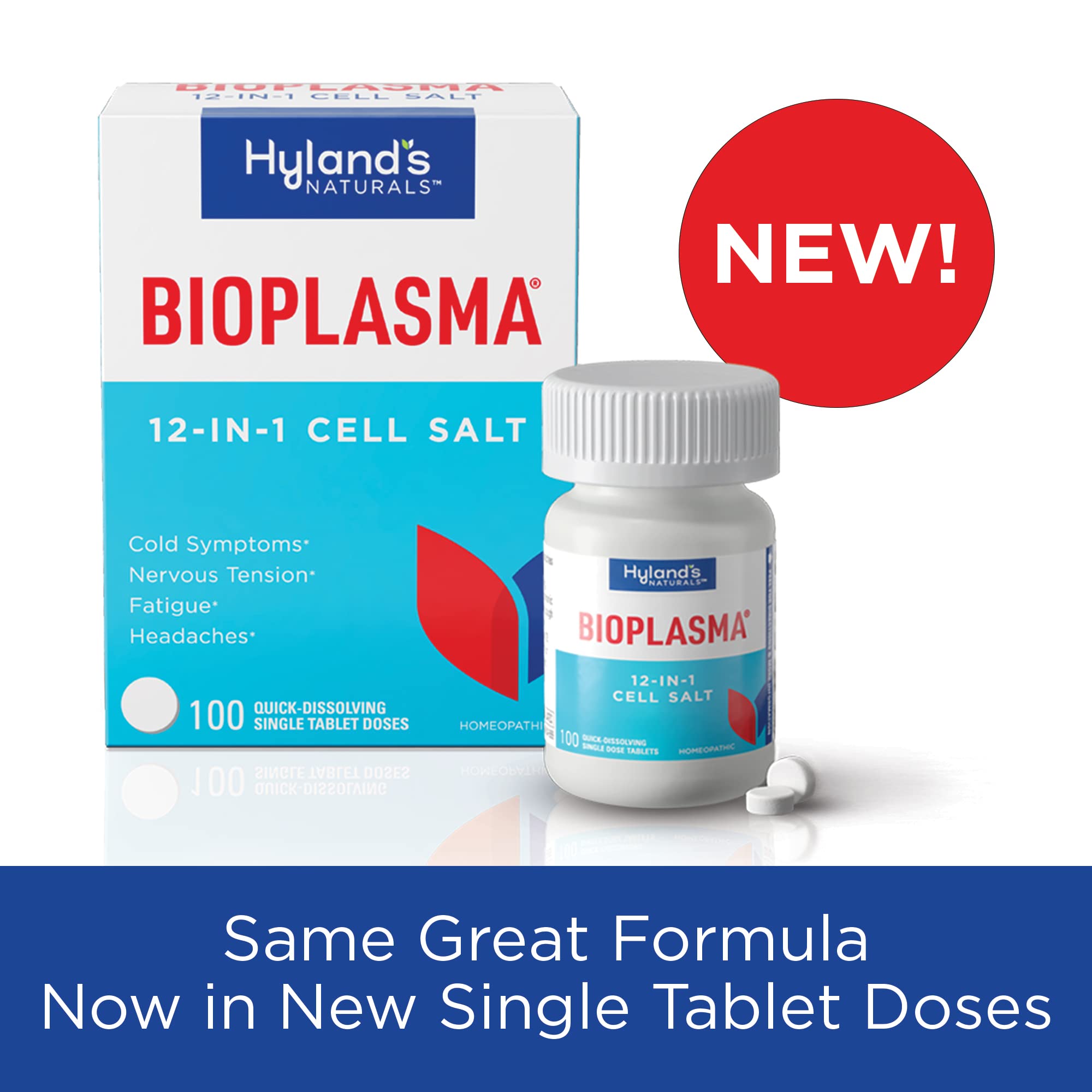 Hyland's Bioplasma tablets dissolve quickly, enabling easy daily use anywhere.