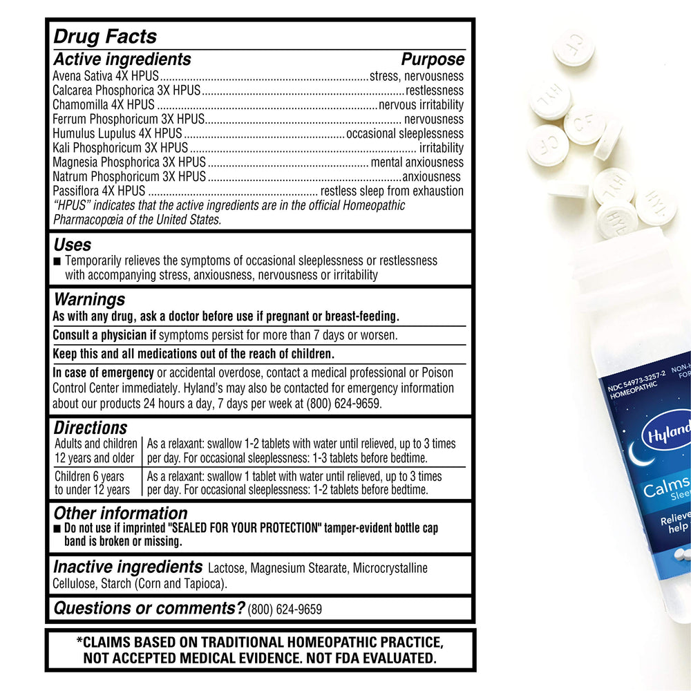 Hyland's Calms Forte packaging box conveys trust and non-habit formula.