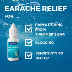 Hyland's Earache Drops in-ear application shows simple usage for quick relief.