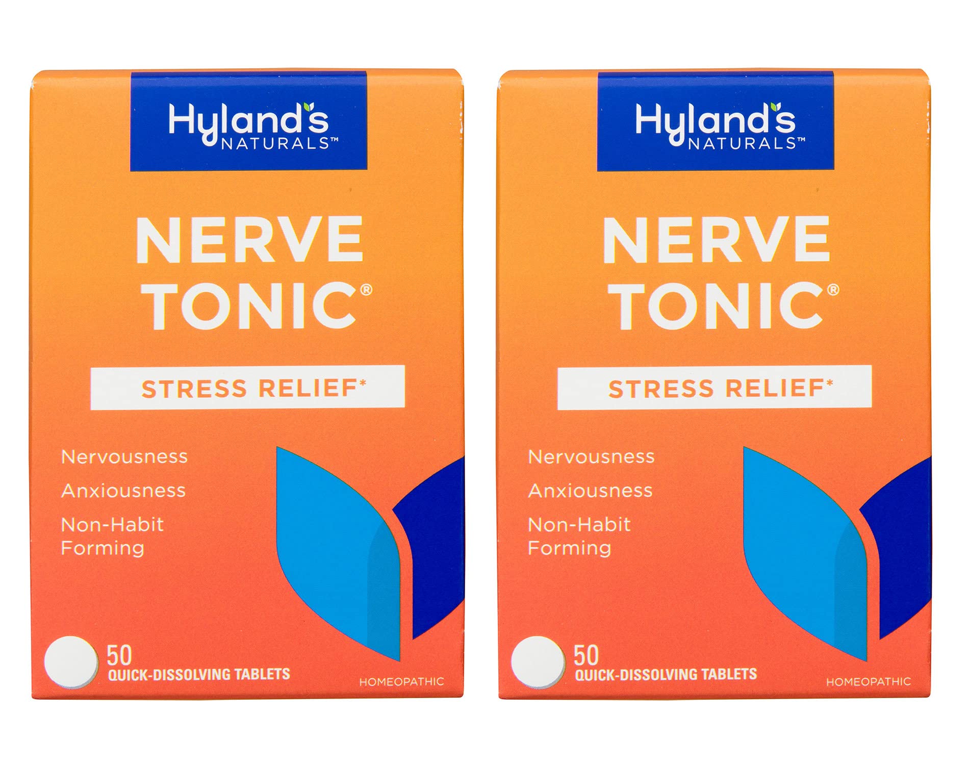Hyland's Nerve Tonic bottle with quick-dissolve tablets for on-the-go calm.