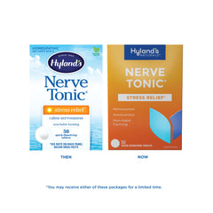 Hyland's Nerve Tonic two-pack with 50 tablets per bottle for convenient use.