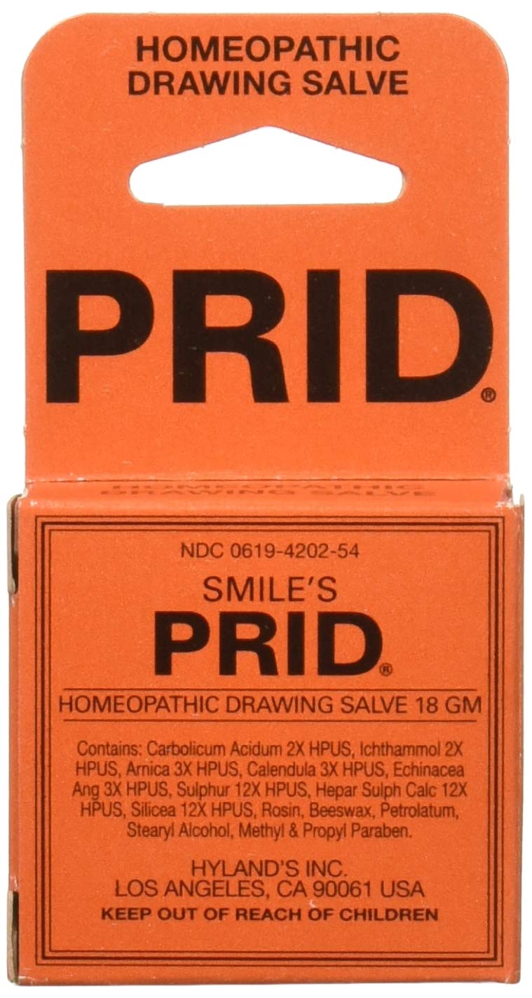 Hyland's PRID drawing salve pack front view with two tubes for convenient minor skin care.