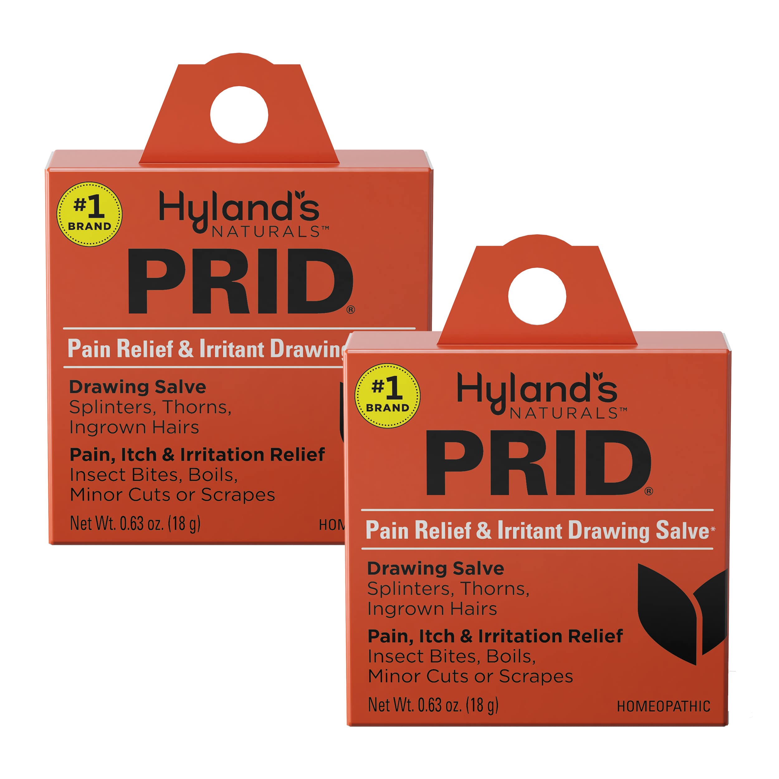 Hyland's PRID Drawing Salve front packaging promoting a natural, paraben-free relief for minor irritations.