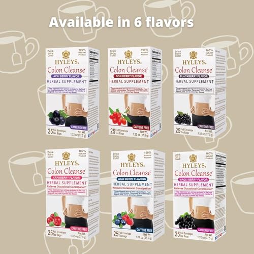 HYLEYS Colon Cleanse Tea label caffeine-free emphasis for evening use