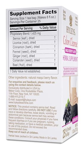 Hyleys Colon Cleanse Maqui Berry tea bags ready for a gentle daily ritual