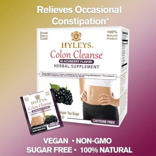 Hyleys Colon Cleanse Tea steeping in a mug with steam.