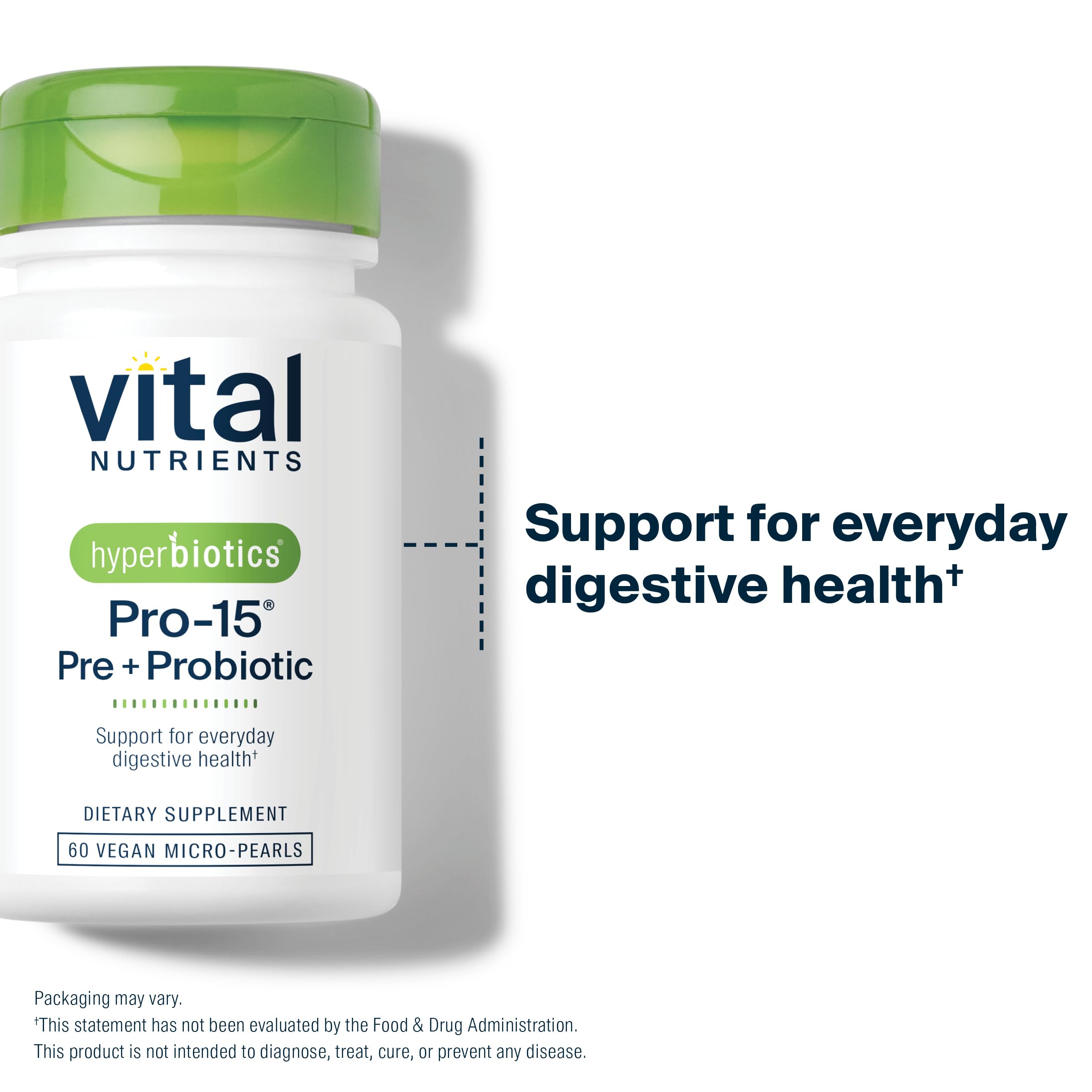 Visual of the 15 strains chart inside Hyperbiotics Pro-15 formula.