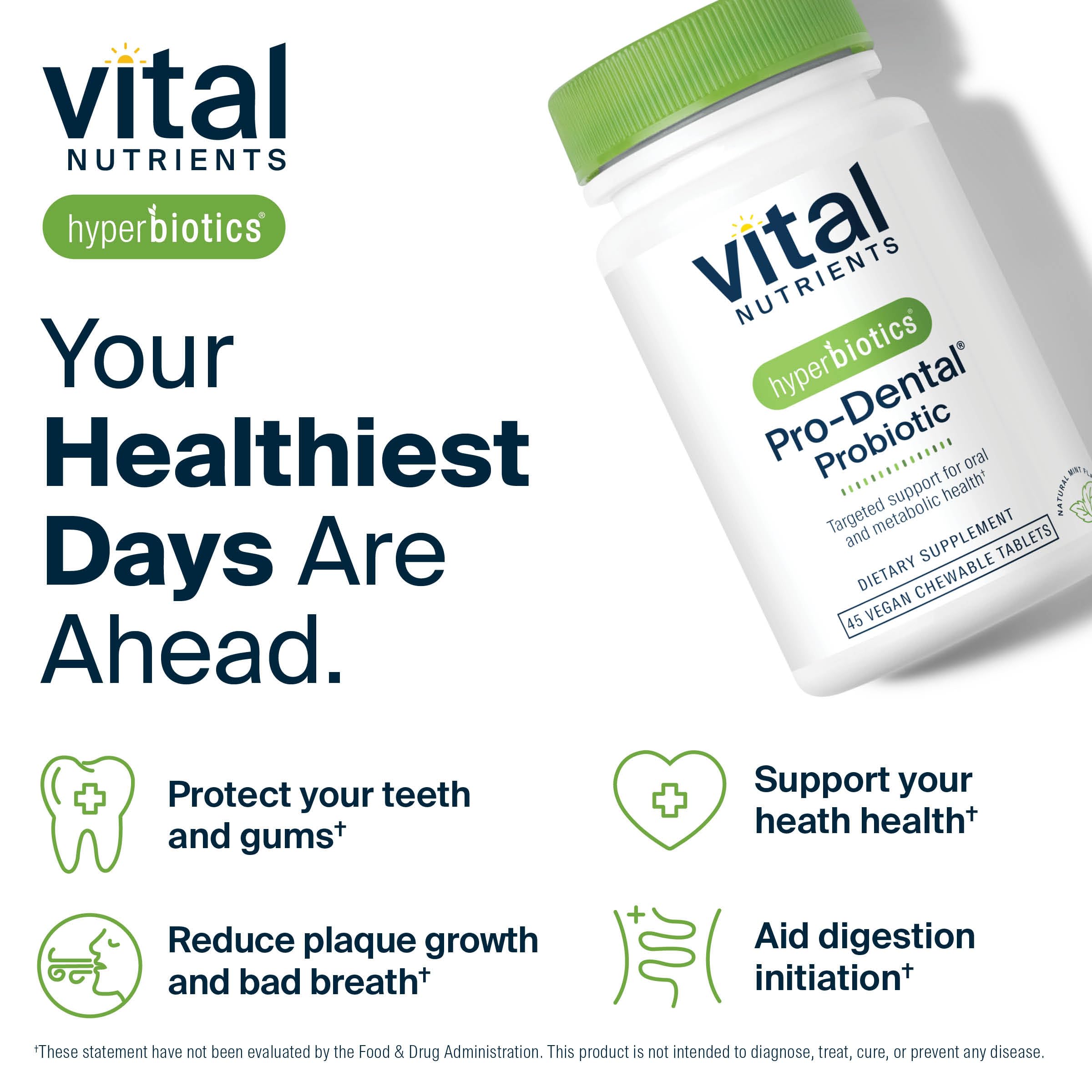 Hyperbiotics Pro Dental imagery highlights dairy-free formulation for sensitive users.