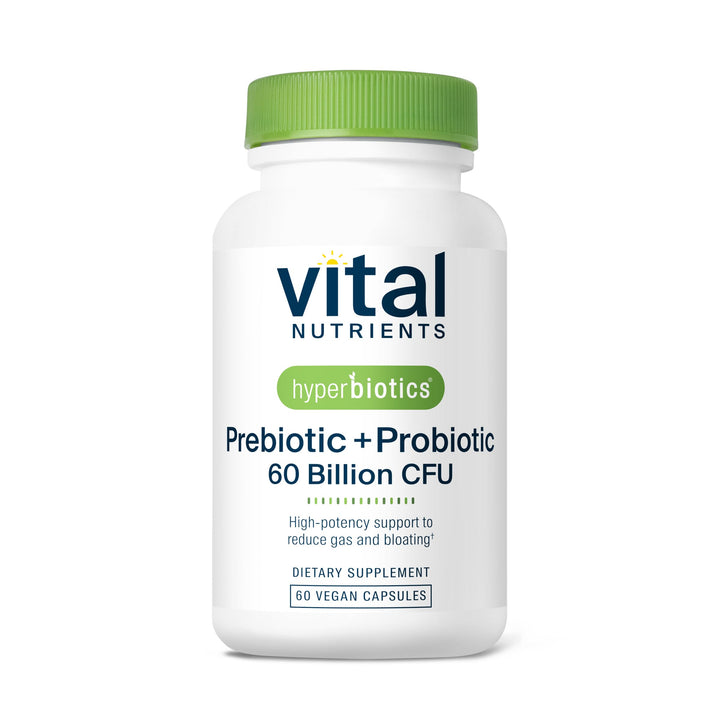 Hyperbiotics Vital Nutrients bottle front for convenient daily gut support.