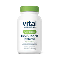 Hyperbiotics Vital Nutrients IBS Probiotic bottle for daily IBS support.