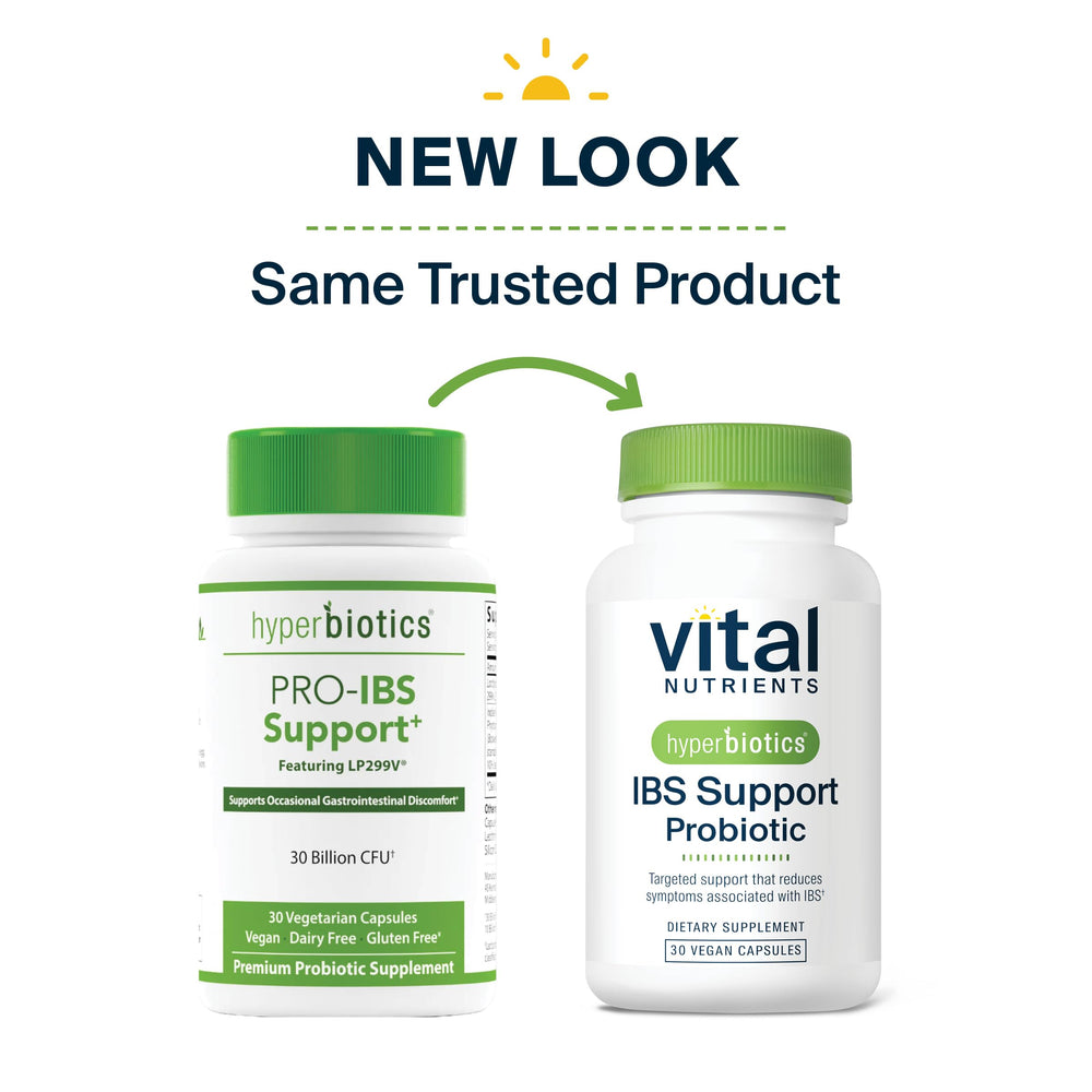Hyperbiotics Vital Nutrients IBS Probiotic NSF-certified facility quality assurance badge.