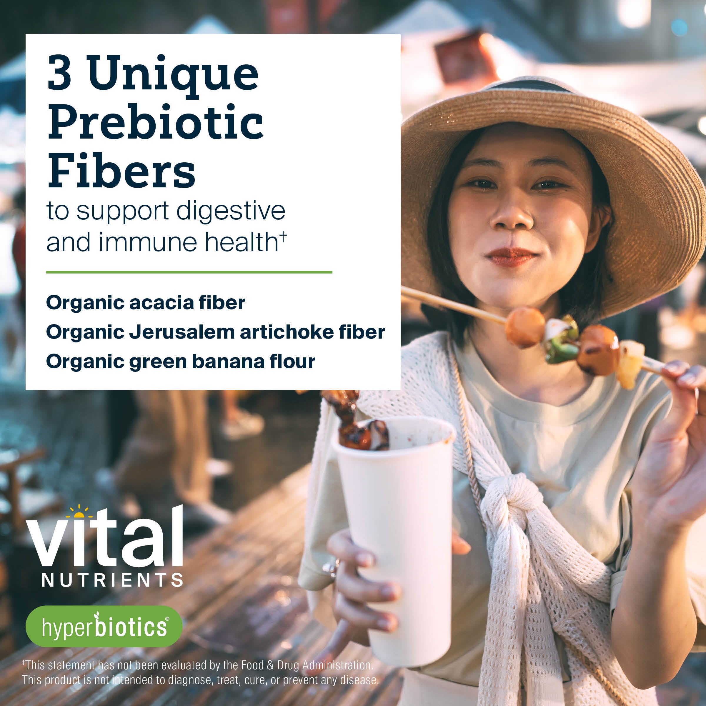 Hyperbiotics Vital Nutrients includes Jerusalem artichoke fiber in its organic blend.