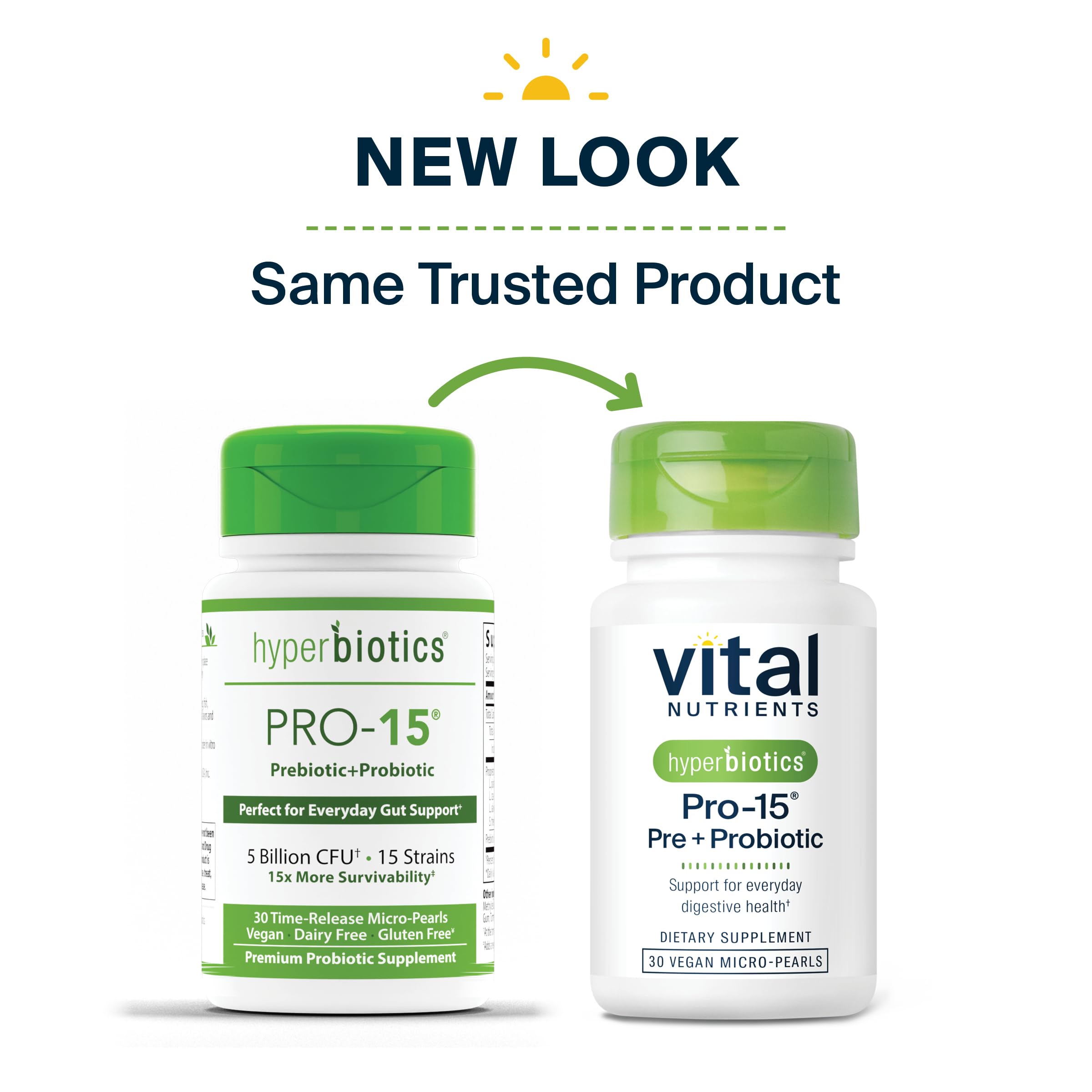 Hyperbiotics Vital Nutrients Pro-15 packaging design communicates product benefits