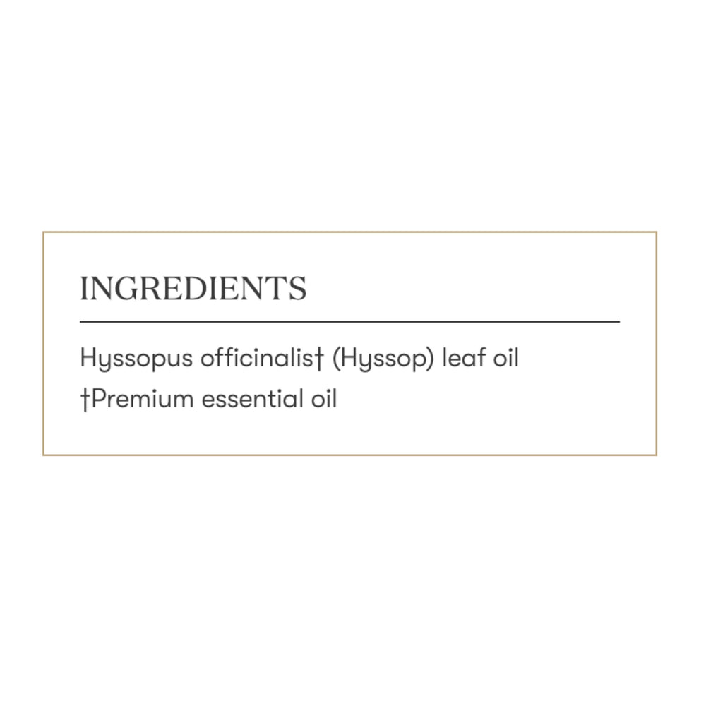 Hyssop essential oil dropper suggesting freshness and purity.