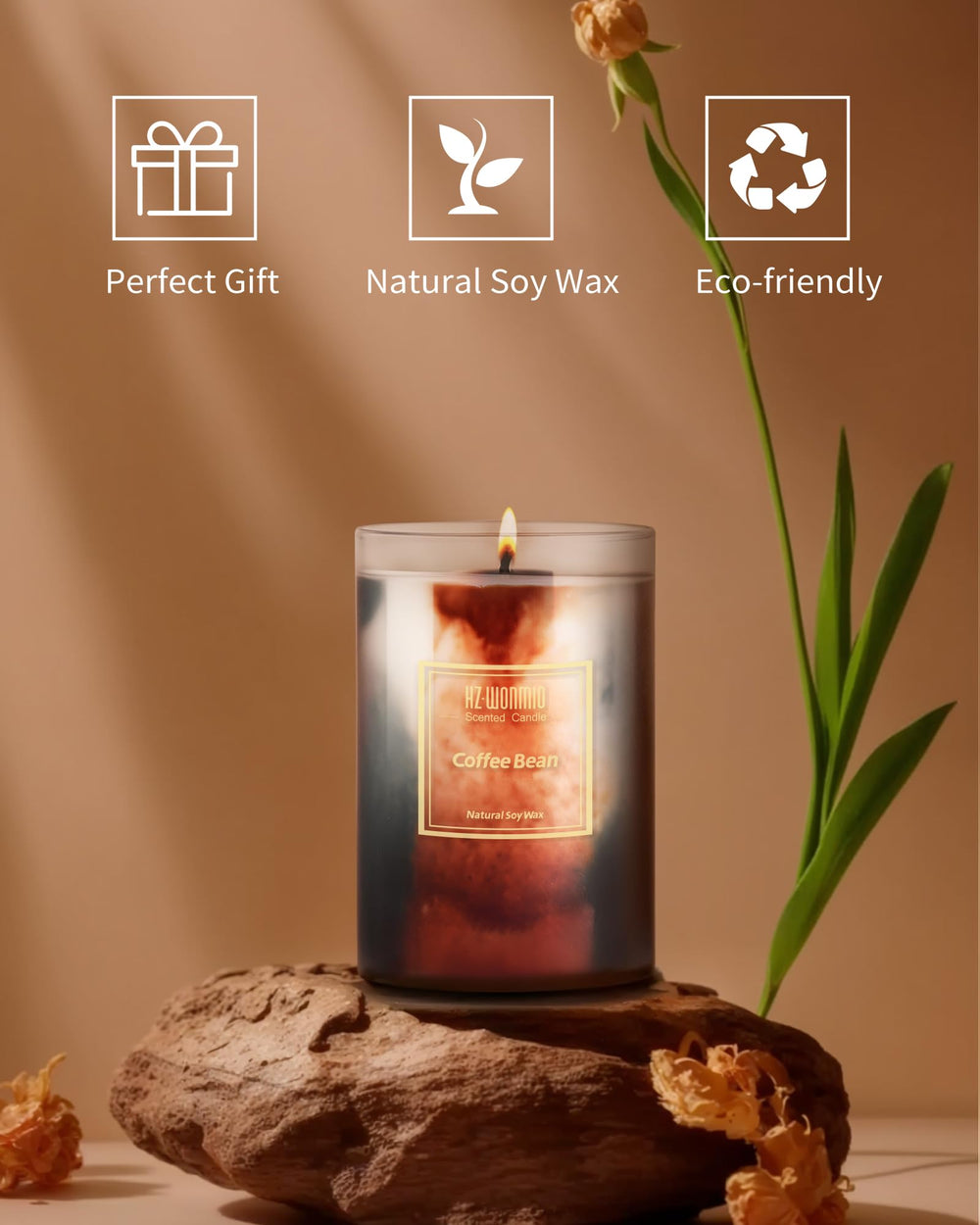 HZ-WONMIO 15oz candle offers up to 90 hours of warmth and scent