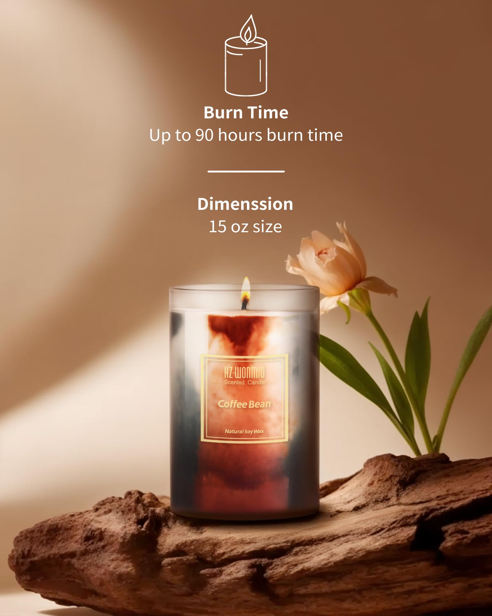 HZ-WONMIO 100% soy wax candle delivers clean burn and eco-friendly fragrance