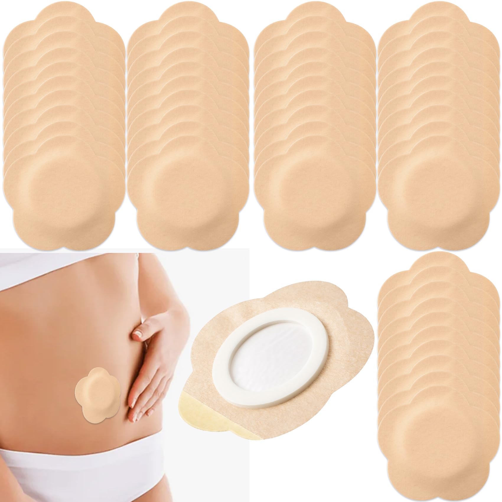 Hzopcw castor oil pack wrap over belly button for snug, skin-friendly wear.