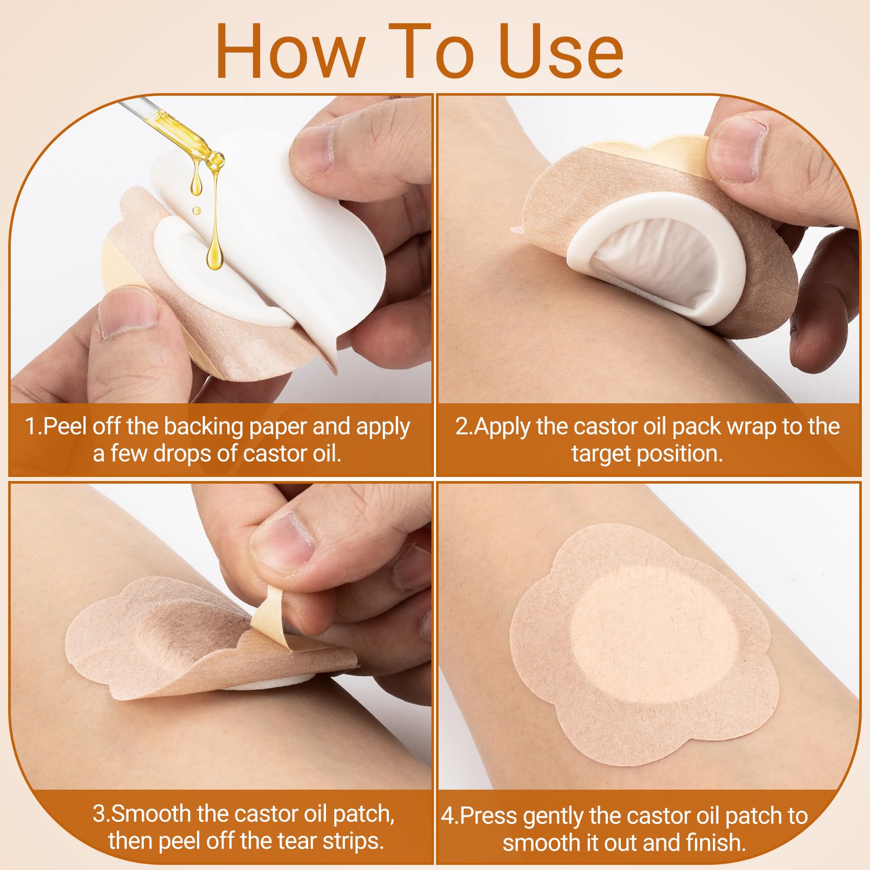 Hzopcw castor oil patch adheres to knees for convenient at-home use.