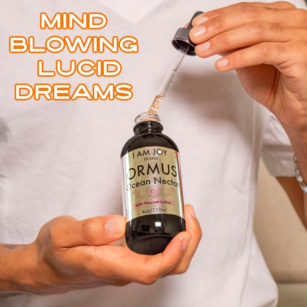 I Am Joy Co Ormus Ocean Nectar ingredient visual reveals gold and iodine components.