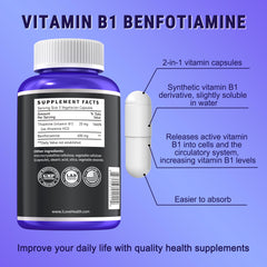 I Love Health benfotiamine 600mg capsules close-up highlights capsule integrity for easy daily use.