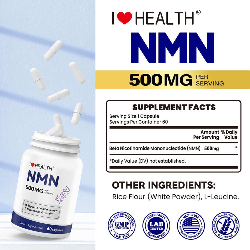 I LOVE HEALTH NMN capsule texture close-up.