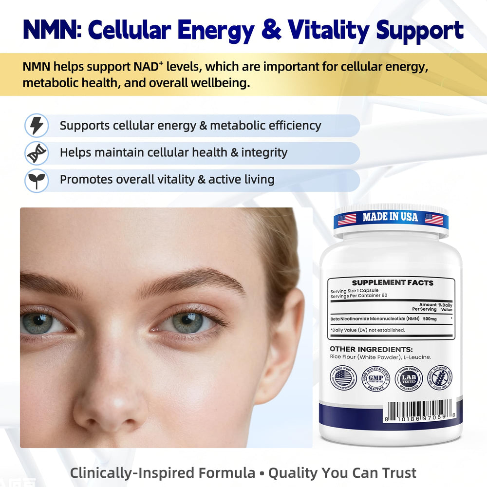 I LOVE HEALTH NMN third-party testing seal on packaging.