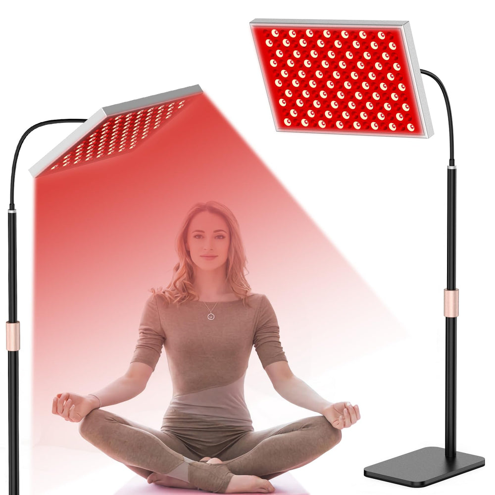 i-Venoya red light therapy panel on a stand for versatile home use