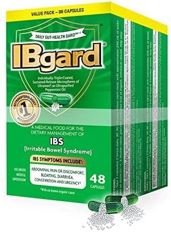 IBgard daily gut health bottle with 96 capsules for proactive IBS management.