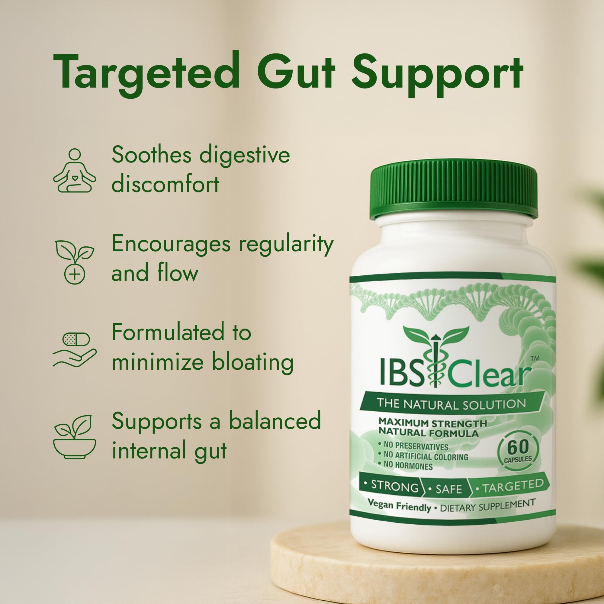 IBS Clear capsules close-up for easy daily supplement