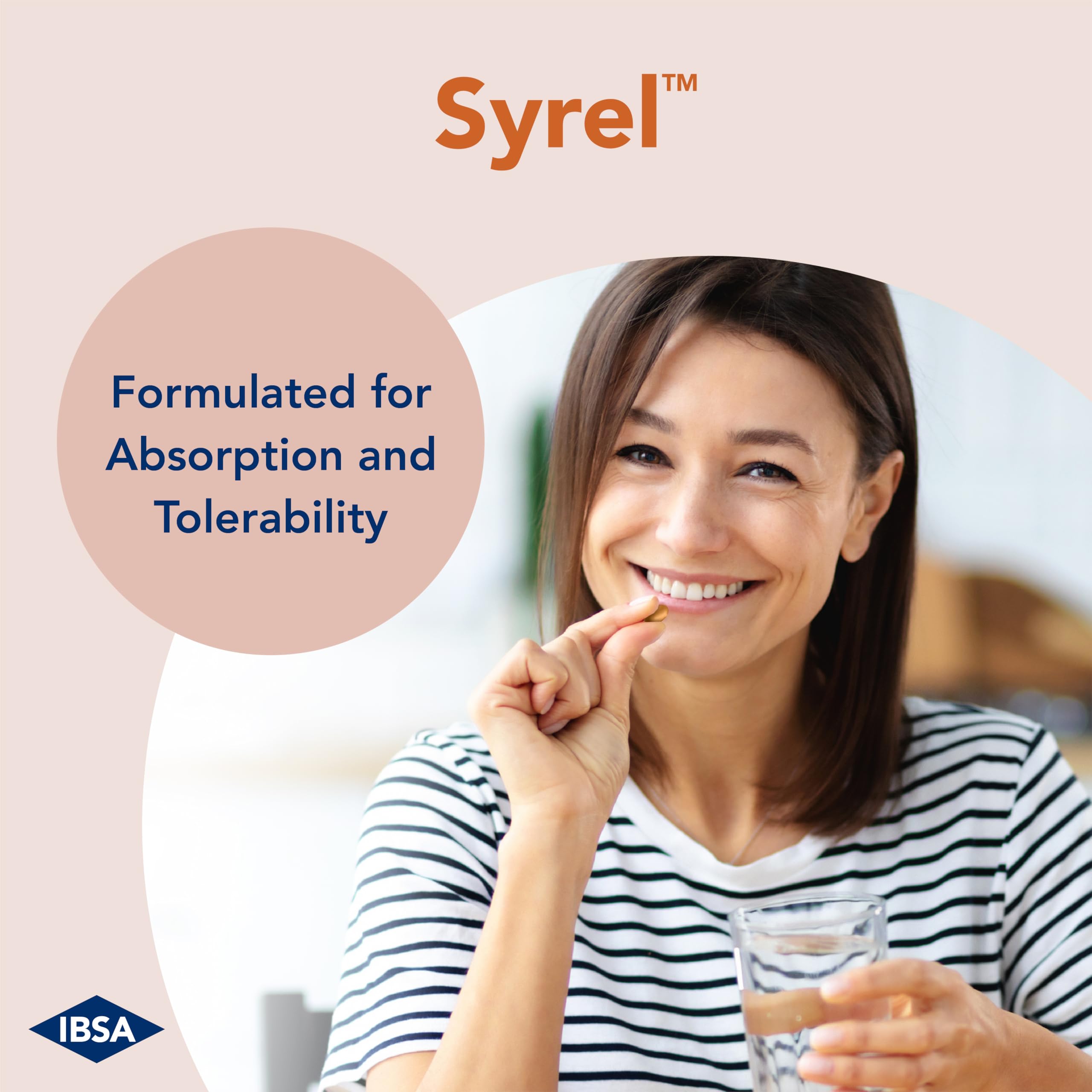 Ibsa Syrel 30-day supply image emphasizes easy, consistent daily use.