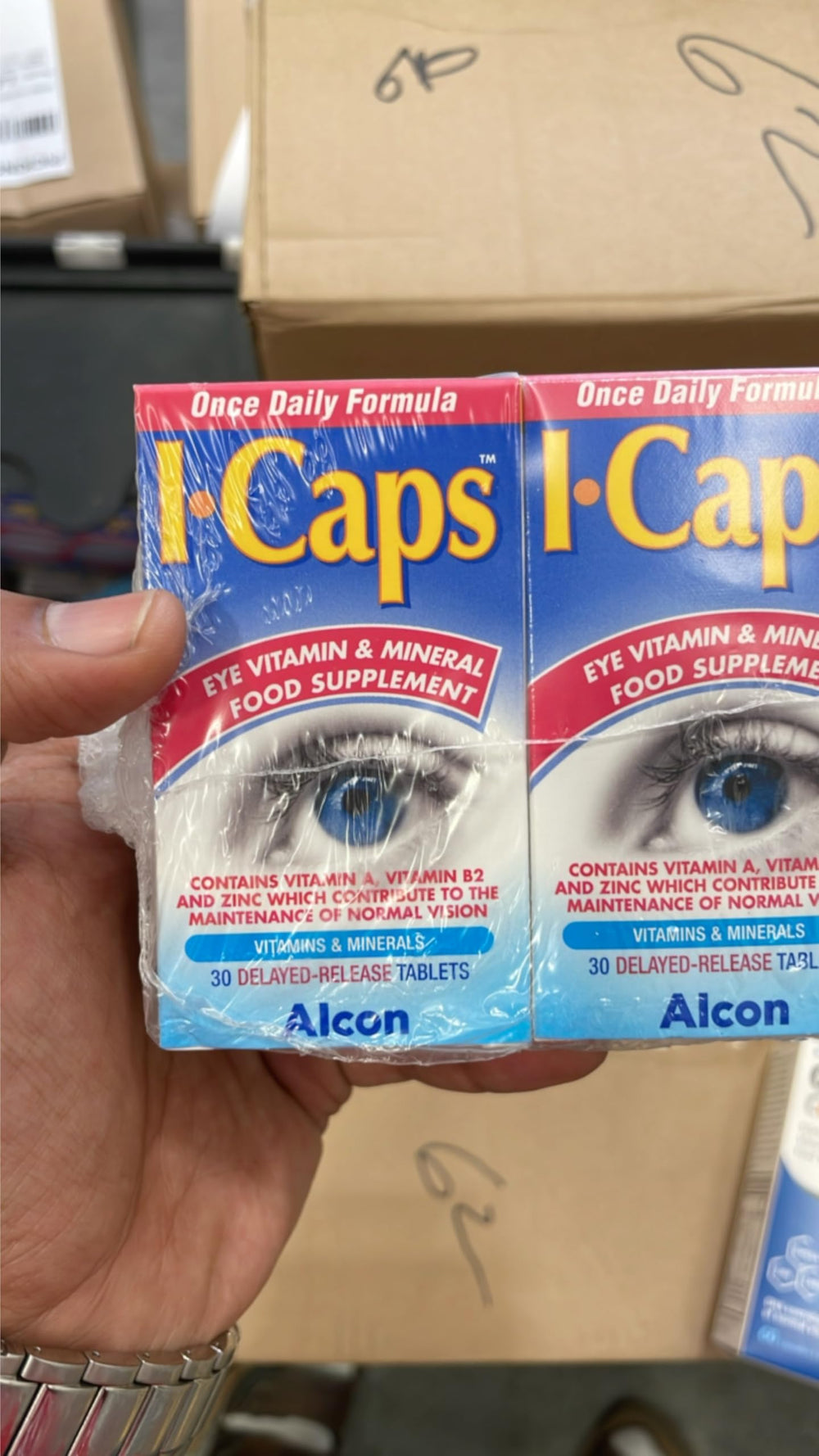ICaps Extra Lutein tablets two-pack front view, supporting daily eye comfort.