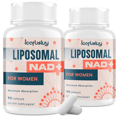 IcarusIvy liposomal NAD+ for women bottle shows advanced absorption potential