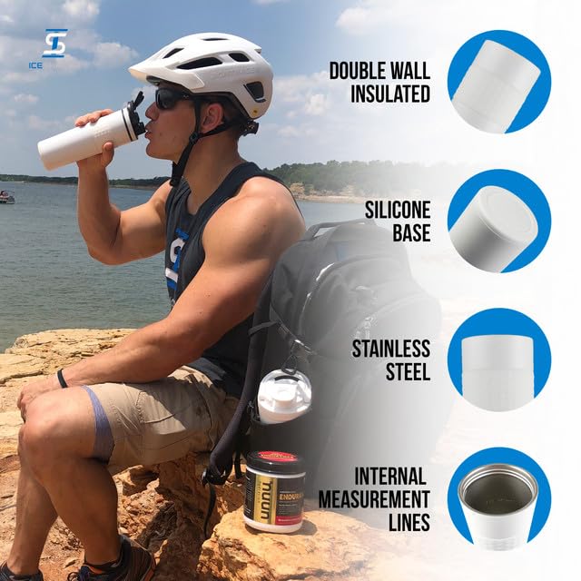 Ice Shaker 20oz white insulated body keeps drinks cold.