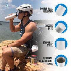 Ice Shaker 20oz white insulated body keeps drinks cold.