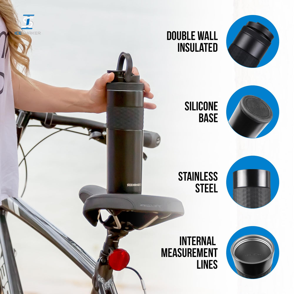 Ice Shaker 20 oz bottle showing double-wall insulation for extended cold.